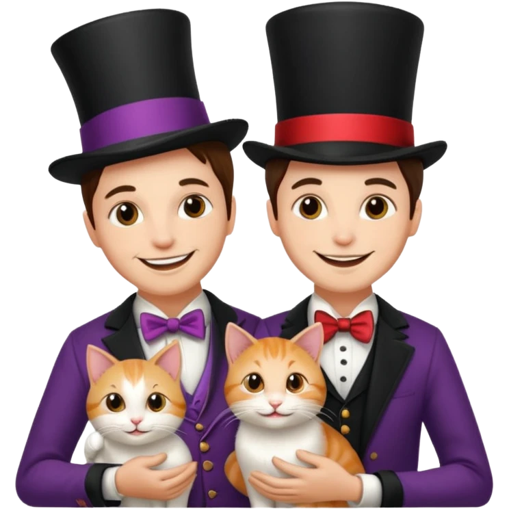 magician couple and their pet cat emoji