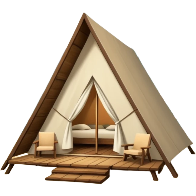 A-Frame house in a glamping setting, simple and clear emoji
