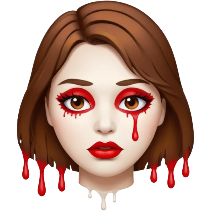 Brown Hair Woman , white paint , drip, face, hot  Sexy, lips emoji