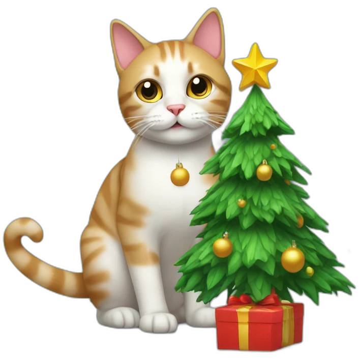 cat with a ctristmas tree emoji