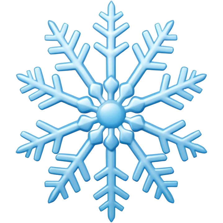 A simple emoji-style snowflake or small snow pile. Cute, clean lines, minimal detail, white and light-blue colors, rounded shapes, soft shading, flat 2D emoji style. emoji
