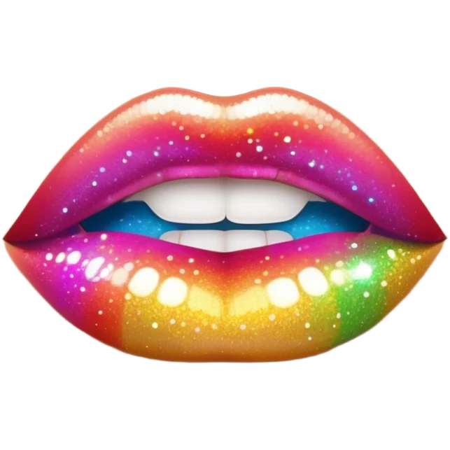 rainbow sparkles on lush, full lips. Lips only emoji