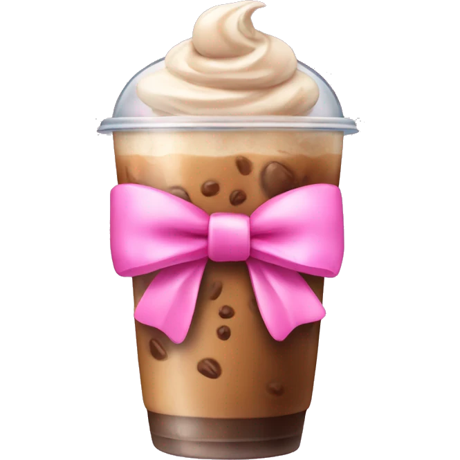 iced coffee with pink bow emoji