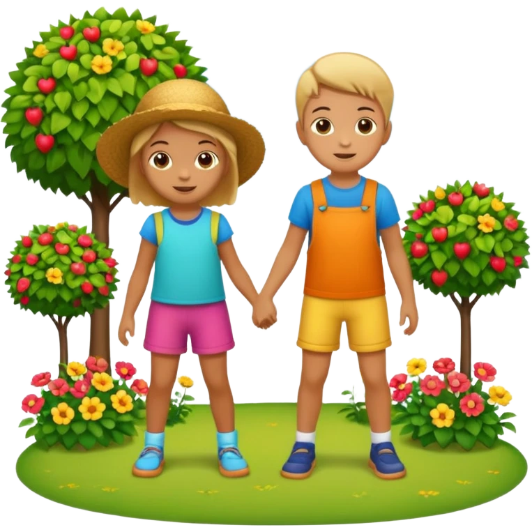 children playing in the garden emoji