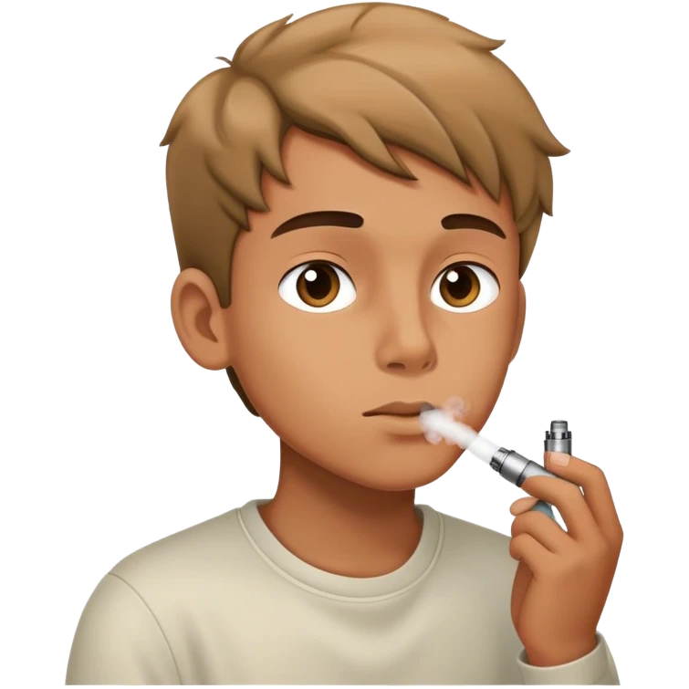 a boy with a vape emoji