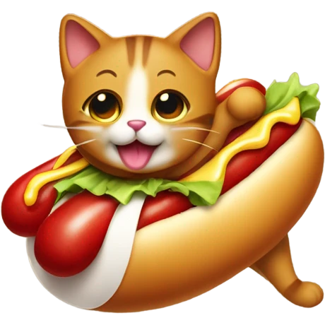 Cat wearing a hot dog costume  emoji