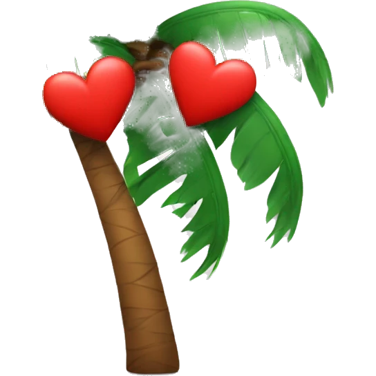 A red heart and a small palm tree without sand emoji