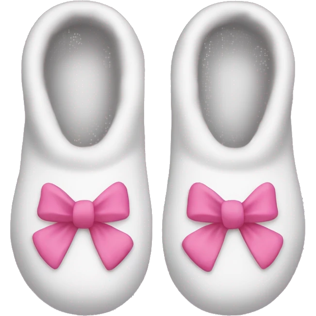 Make a pair of home sock slippers that are white with pink bows on them  emoji