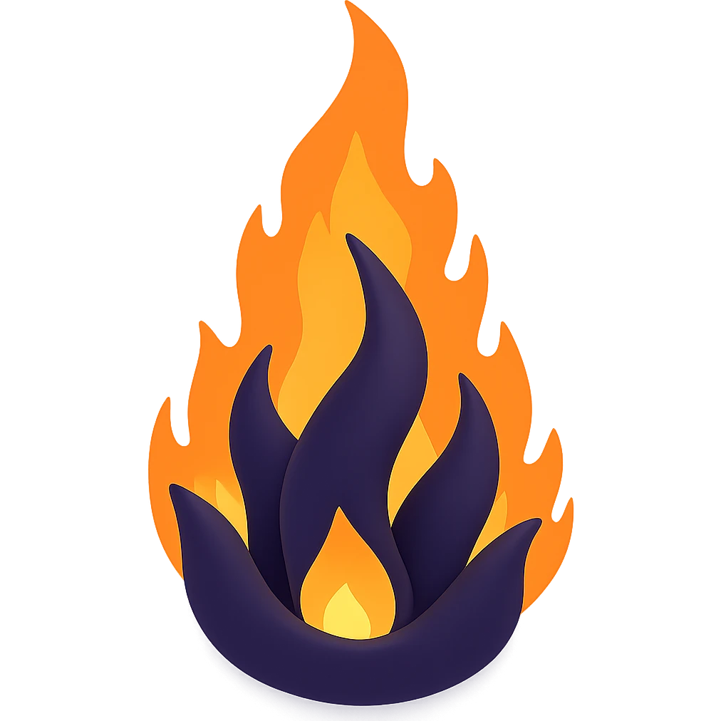 Remove the face and ensure there is no red color. Keep the black flame with no background. The style should maintain the original look but with these edits. emoji