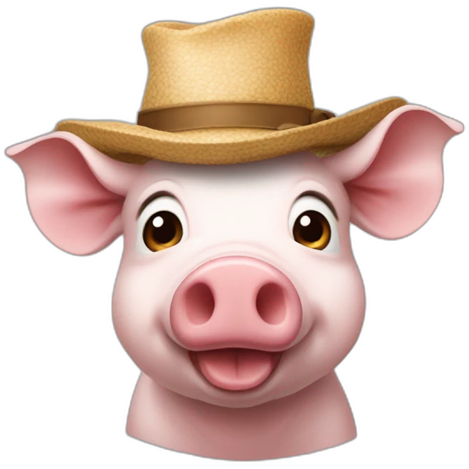 Cochon qui a un chapeau emoji