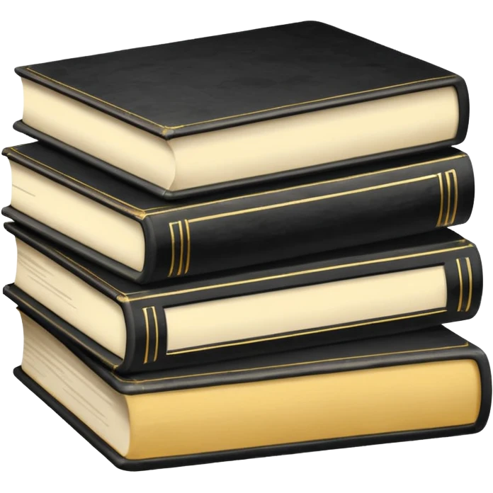5 black and white books emoji
