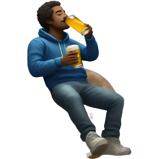Person sat on a nebula drinking beer surrounded by golden stars and planets emoji