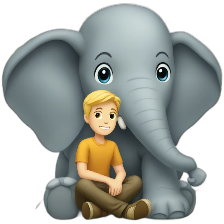 young white man sitting on an elephant emoji