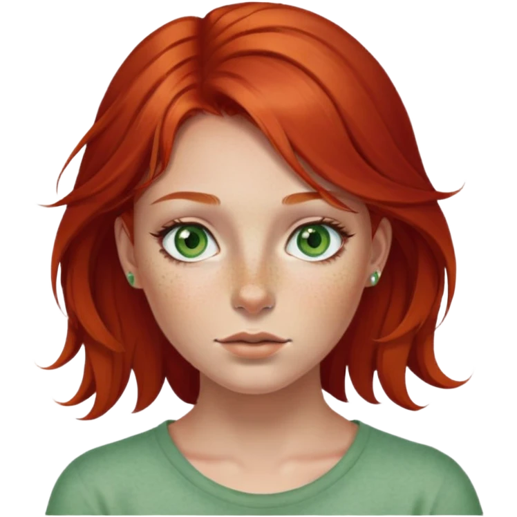 girl with red hair green eyes freckles nose ring  emoji