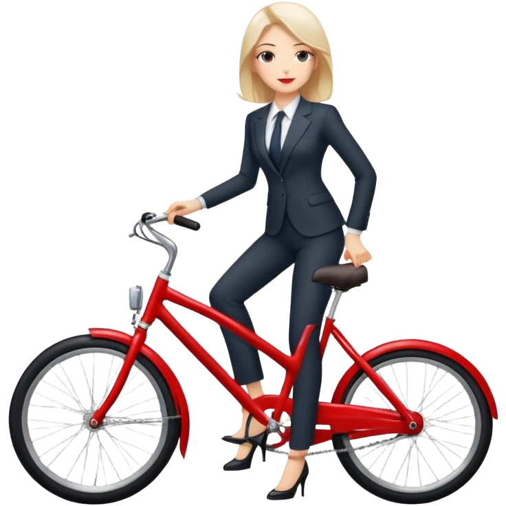 Business woman with a suite with long pants on a red bikecykle emoji