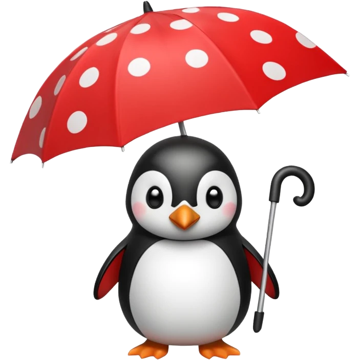Penguin with red polka-dot umbrella emoji