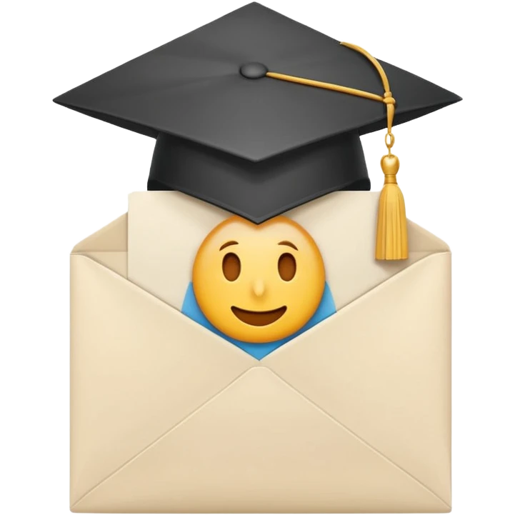 A simple emoji-style icon of a white manila envelope with subtle paper texture, clean edges, and a small graduation NUMBER  2022-photo icon on the front, graduation icon  emoji