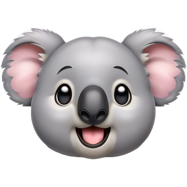 Cinematic Comical Koala Portrait Emoji, Head tilted dramatically with an exaggeratedly amused expression, featuring a quirky grey fur with a comically large black nose and wide, expressive eyes filled with playful disbelief, Simplified yet hilariously expressive features, highly detailed, glowing with a slightly sassy glow, high shine, dramatic yet playful, stylized with an air of cheeky eucalyptus mischief, bright and endearing, soft glowing outline, capturing the essence of a spirited and over‐the‐top koala, so meme‐worthy it feels like it could hug its way into internet fame instantly! emoji