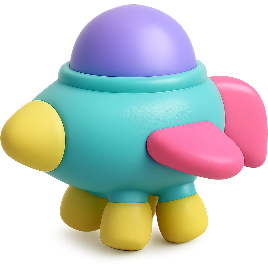 spaceship vinyl figure style, retro sci-fi look emoji