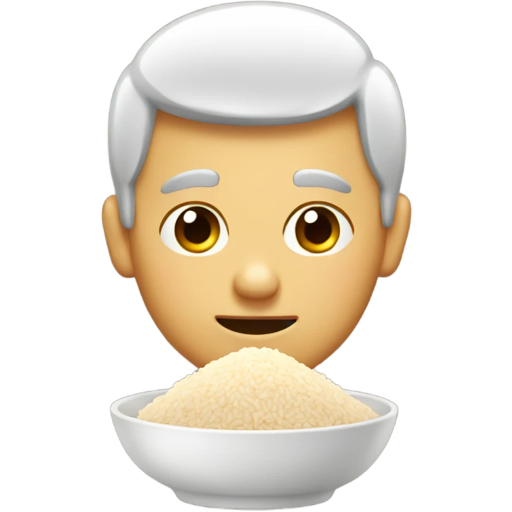 small eyed man eating rice emoji