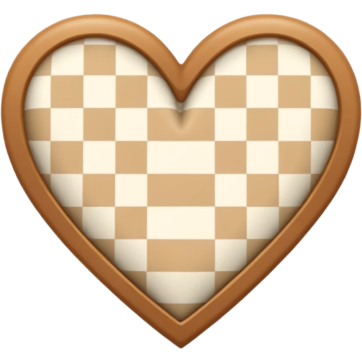 Checkered heart tan and white emoji