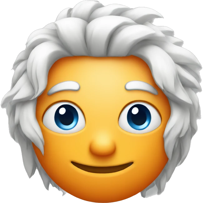 orange smiley face with white hair and blue eyes emoji