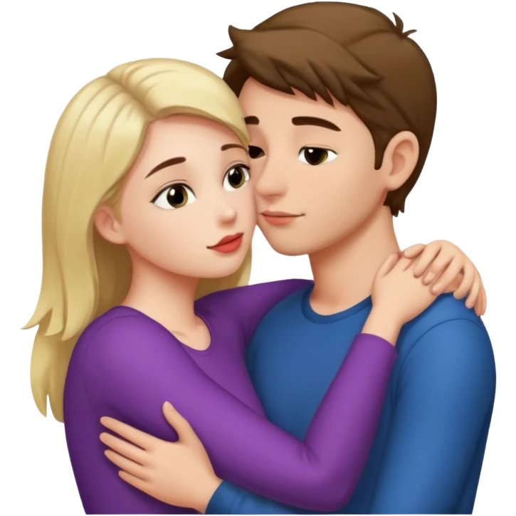 Girl kissing her boyfriend while her arms around her neck and his hands on her ass emoji