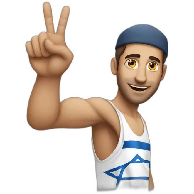 Israeli man lifting third finger emoji