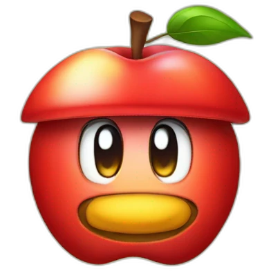 smiling red apple wearing Mario's hat emoji