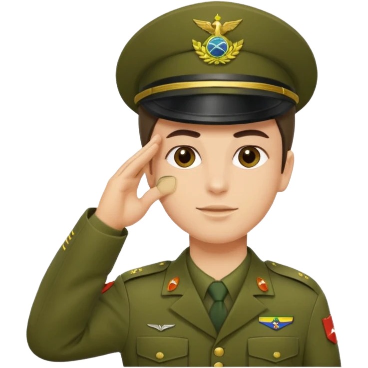 Faça o uniforme do EXÉRCITO BRASILEIRO em um soldado fazendo continência  emoji