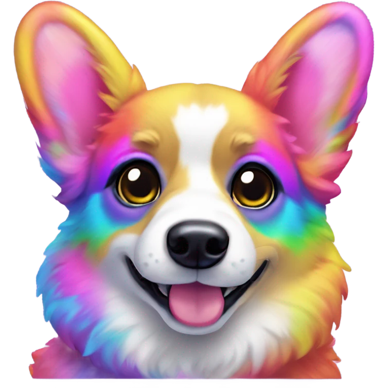 Lisa Frank Rainbow fur corgi emoji