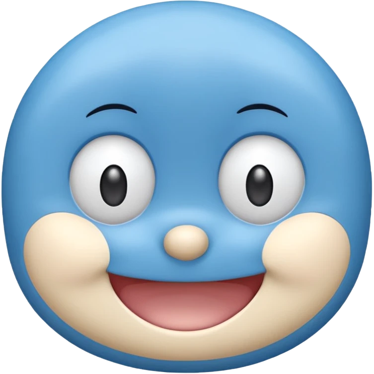 Perfect cartoon Doraemon face without ears and body emoji