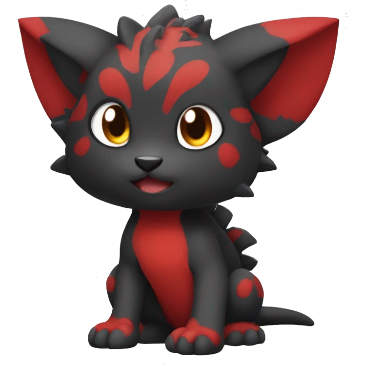 Cute cool black red animal hybrid Fakemon full body emoji
