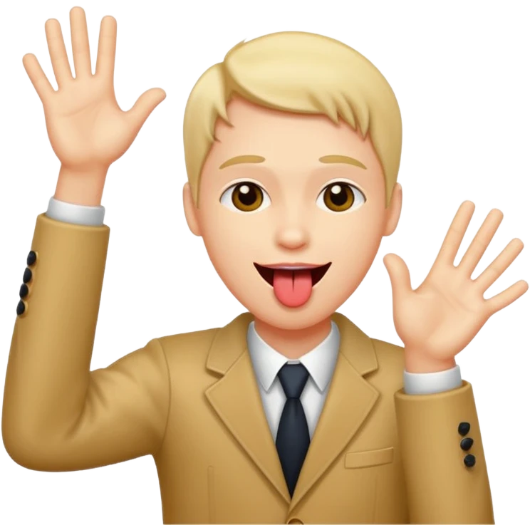 A face with its tongue out doing jazz hands ￼ emoji
