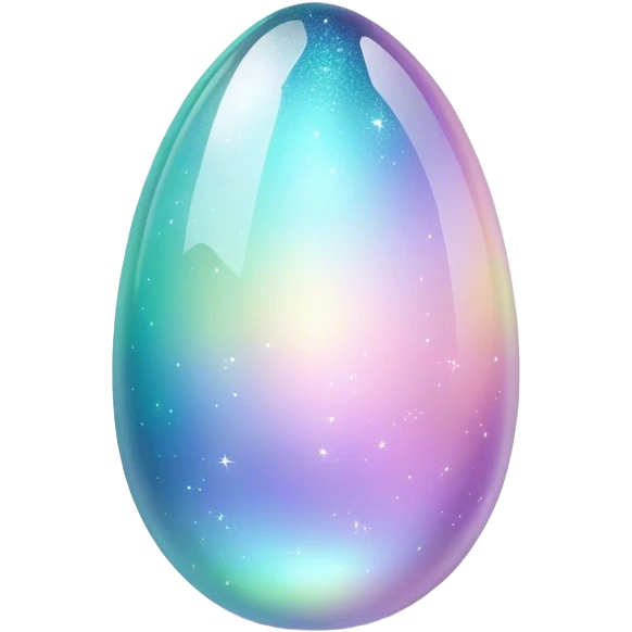 Dark Sparkly glossy glittery Pastel iridescent transparent bio-luminescent glass crystal egg emoji