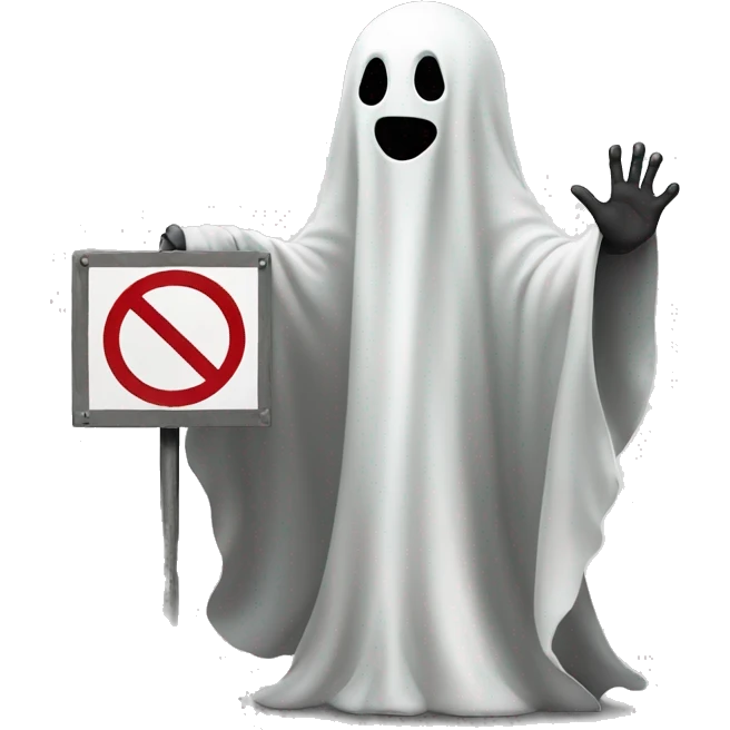 Ghost holding a 'no entry' sign website emoji