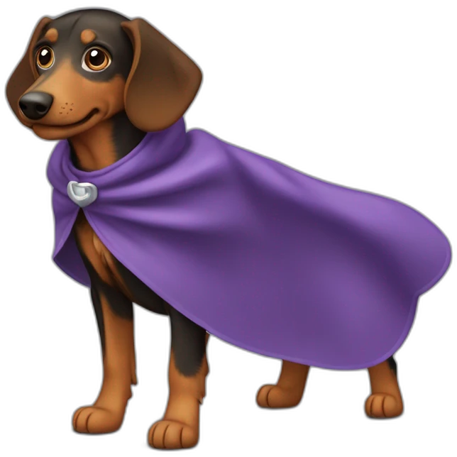 Chien teckel qui vole avec une cape  emoji