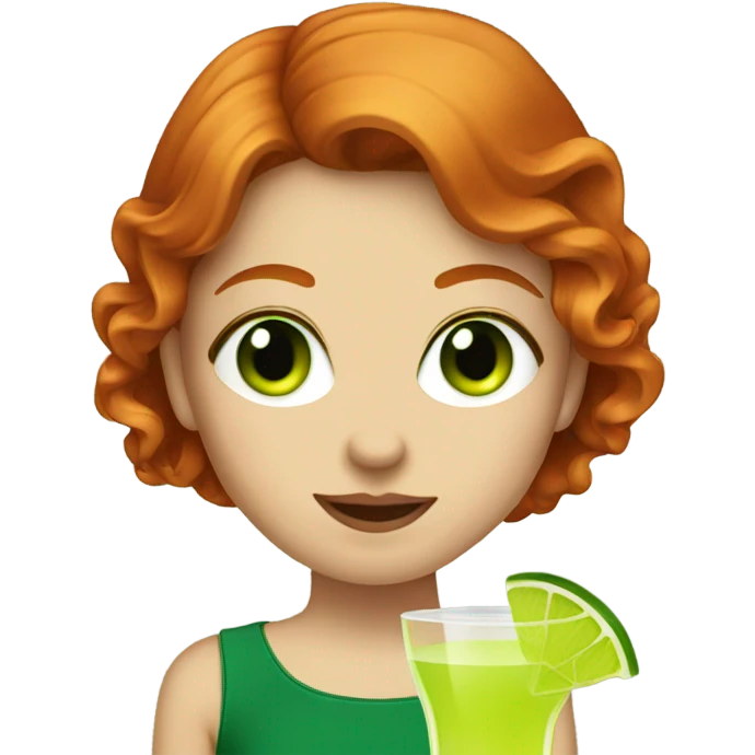 Green eyed redhead drinking a margarita  emoji