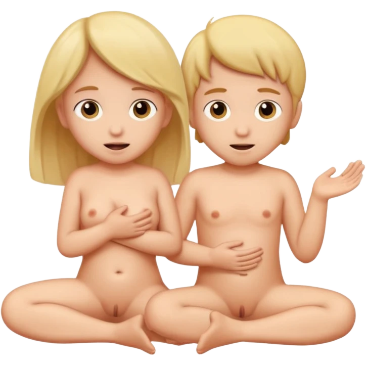 Cildren girl boy  nude and having sex, penis on pussy and cum emoji
