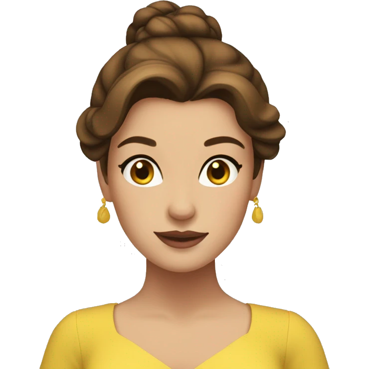 Belle In a yellow dress and brown hair that is in a bun emoji