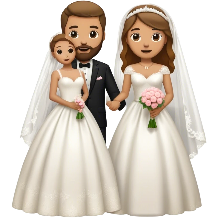 Couple lightskinned man with beard and light skinned woman getting married emoji