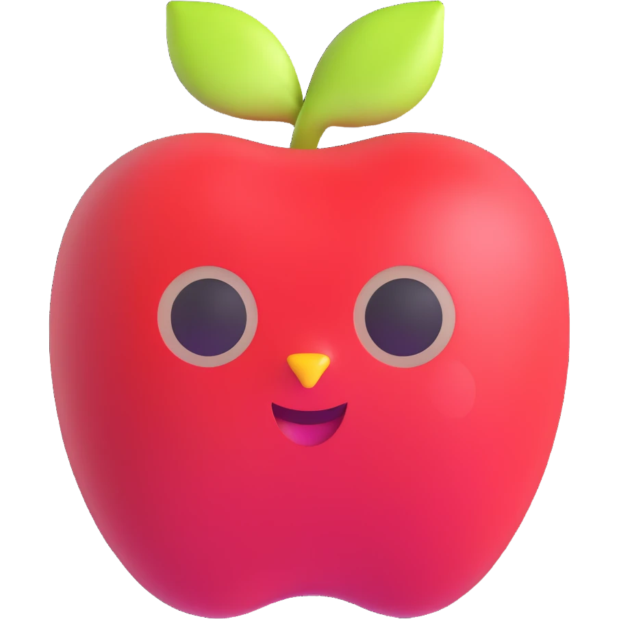 apple with a cute face emoji