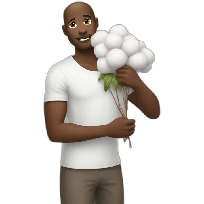 Black person holding cotton emoji