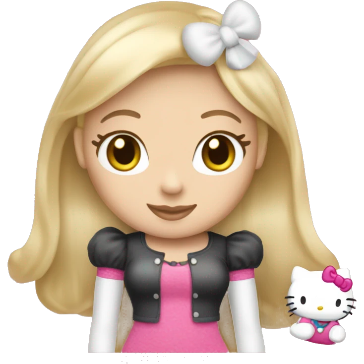 curvy beauty blonde girl with hello kitty plush emoji
