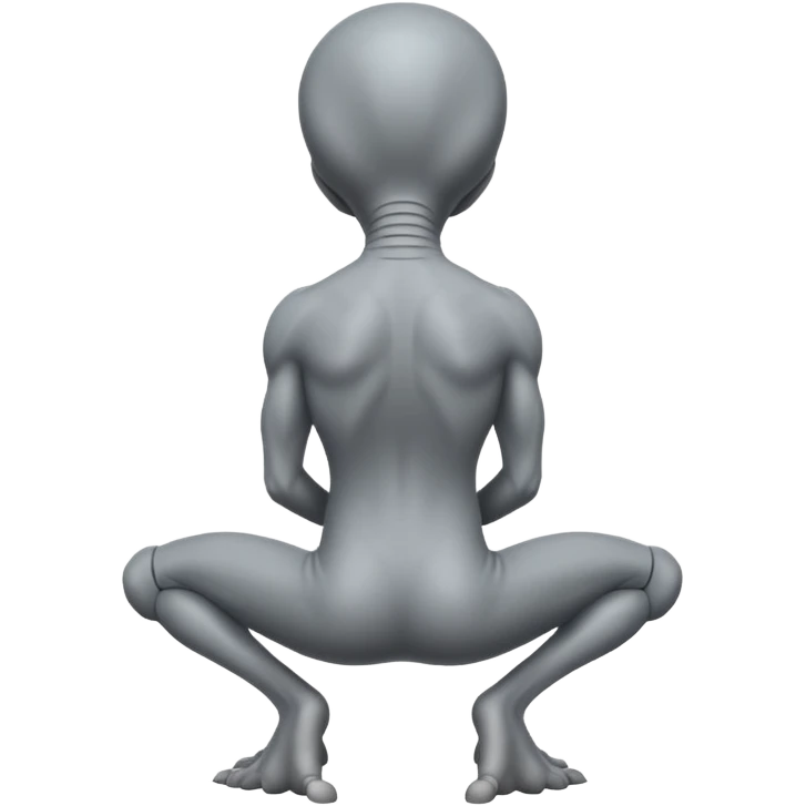 fullbody gray alienon kneeling BACKVIEW emoji