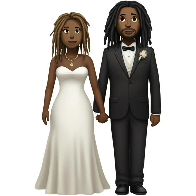 full body Plus size couple with dreads wedding pale emoji