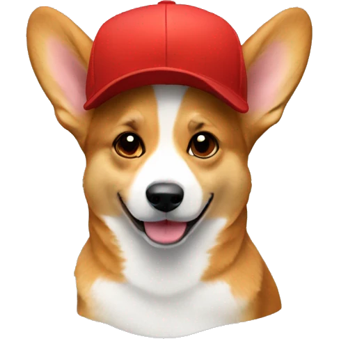 a corgi dog using red cap emoji
