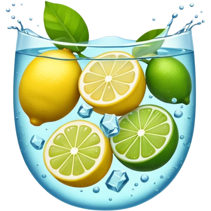 lemons and limes in water with ice emoji