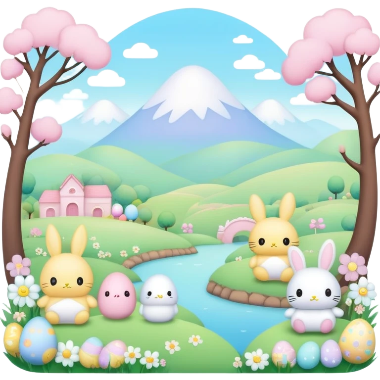easter sanrio pastel landscape  emoji