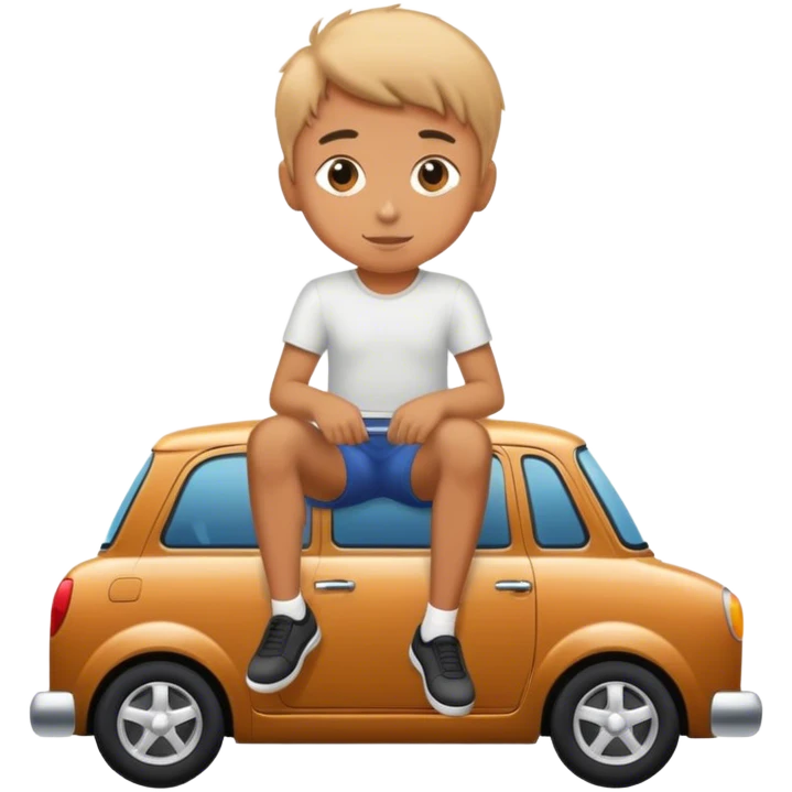 Boy sitting on a car emoji